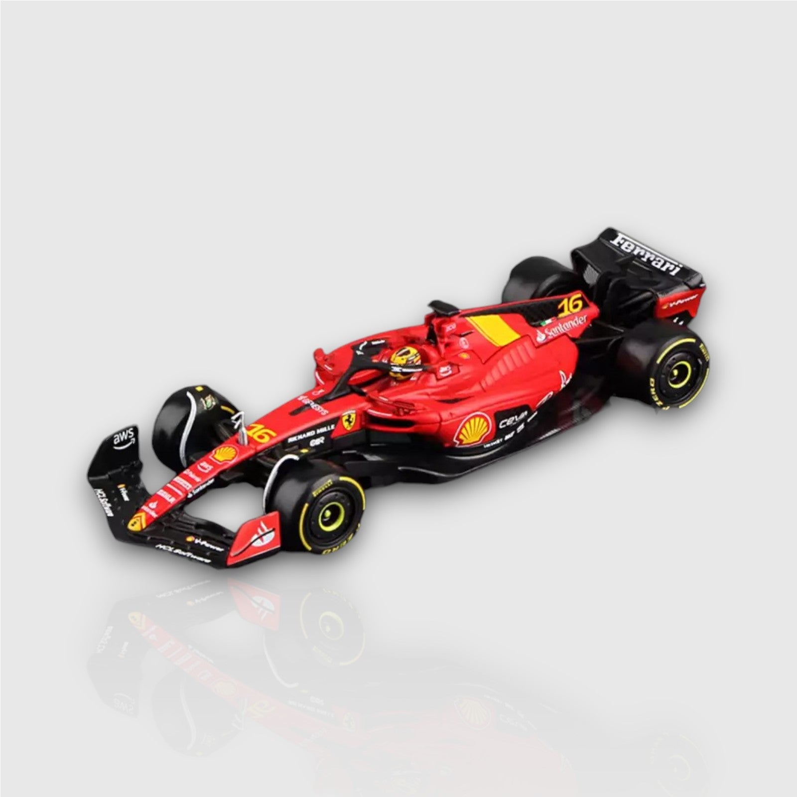 Charles Leclerc Scuderia Ferrari SF23 Monza GP Livery with Acrylic Box 1:43 model