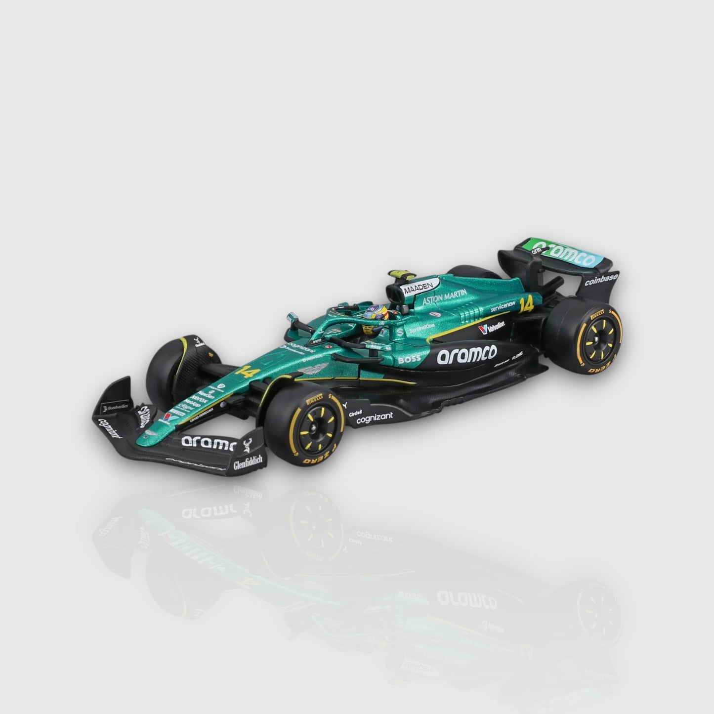 Bburago Fernando Alonso Aston Martin AMR25 with Acrylic Box 1:43