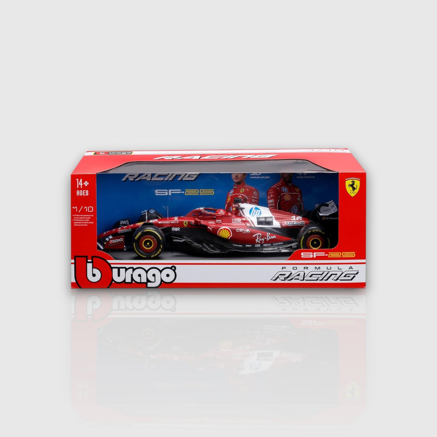 Bburago Charles Leclerc Scuderia Ferrari SF25 with Acrylic Box 1:43