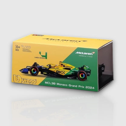 Lando Norris Mclaren MCL 38 Monaco GP Livery with Acrylic Box 1:43