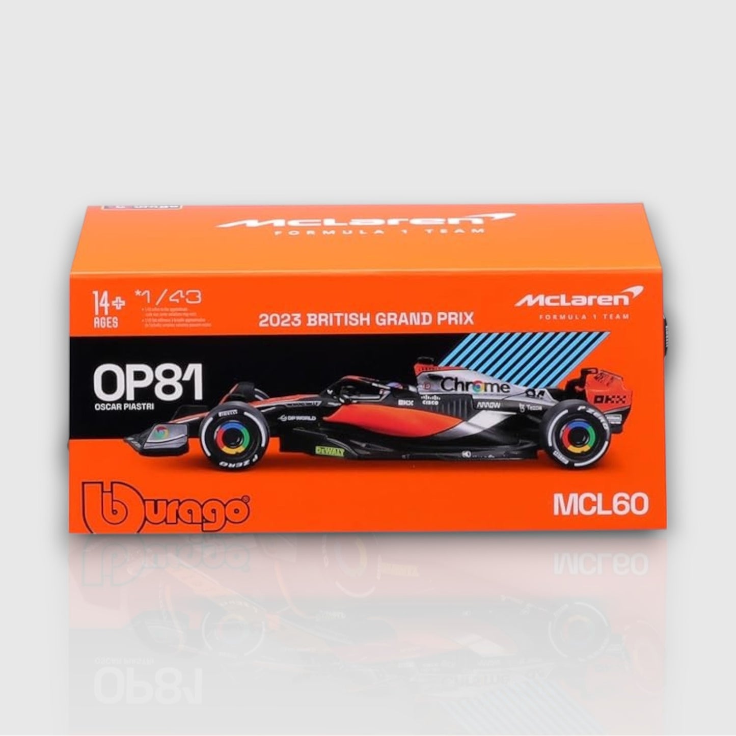 Oscar Piastri Mclaren MCL60 British GP Livery with Acrylic Box 1:43