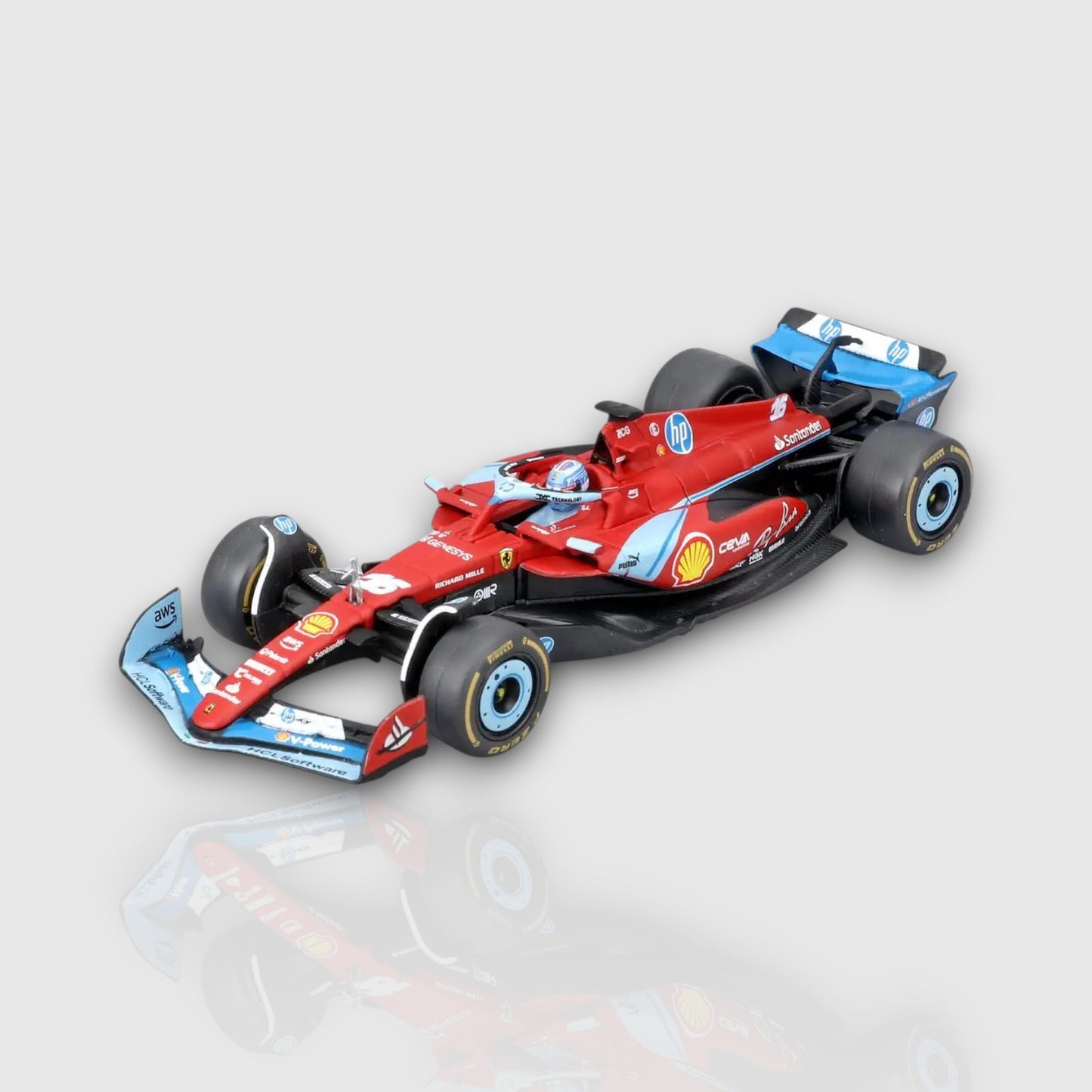 Bburago Charles Leclerc Scuderia Ferrari SF24 Miami GP with Acrylic Box 1:43
